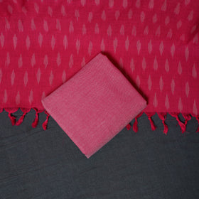 Pochampally Ikat Cotton Unstitched Dress Material: Kurta, Bottom with Dupatta 07