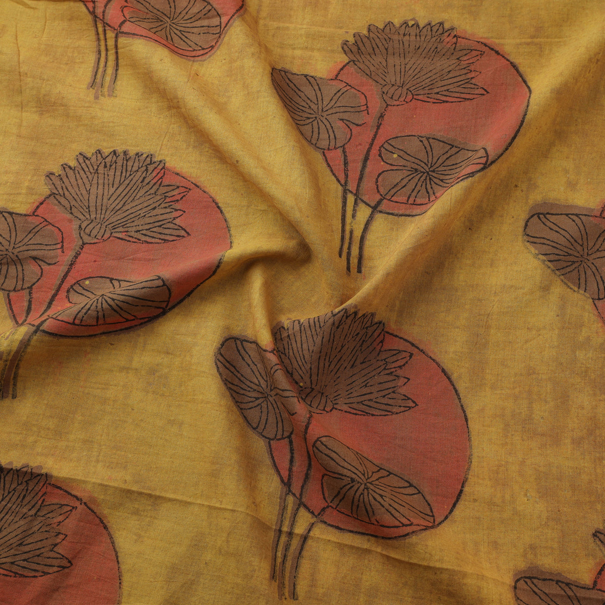 Pomegranate Peel Hand Block Print Cotton Fabric 08