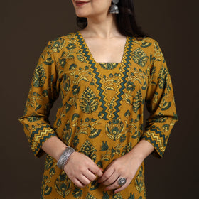 Ajrakh Hand Block Print Natural Dyed Cotton Straight Long Kurta for women 26