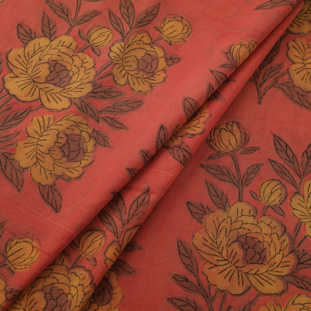 Pomegranate Peel Hand Block Print Cotton Fabric 09
