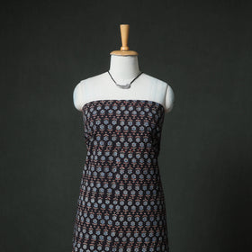 Ajrakh Block Print Natural Dyed Cotton Unstitched Dress Material: Kurta & Dupatta with Jewellery 10