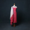 Pochampally Ikat Cotton Unstitched Dress Material: Kurta, Bottom with Dupatta 08