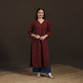 Ajrakh Hand Block Print Natural Dyed Cotton Straight Long Kurta for women 11