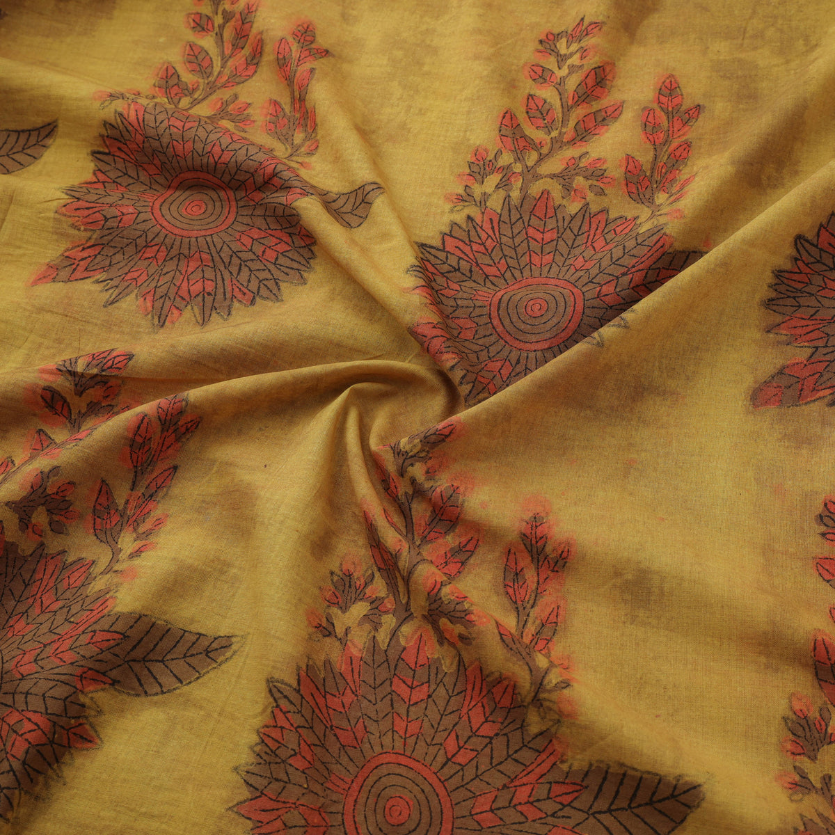 Pomegranate Peel Hand Block Print Cotton Fabric 12