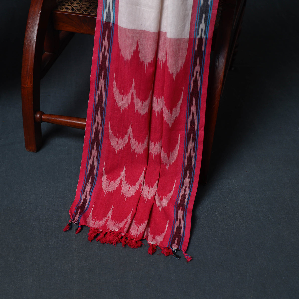 Pochampally Ikat Cotton Unstitched Dress Material: Kurta, Bottom with Dupatta 08