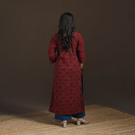 Ajrakh Hand Block Print Natural Dyed Cotton Straight Long Kurta for women 11
