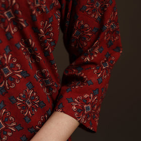 Ajrakh Hand Block Print Natural Dyed Cotton Straight Long Kurta for women 11
