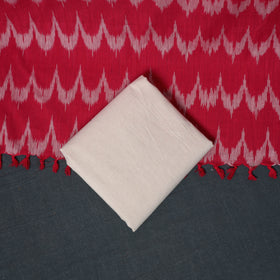 Pochampally Ikat Cotton Unstitched Dress Material: Kurta, Bottom with Dupatta 08