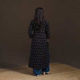 Ajrakh Hand Block Print Natural Dyed Cotton Straight Long Kurta for women 16