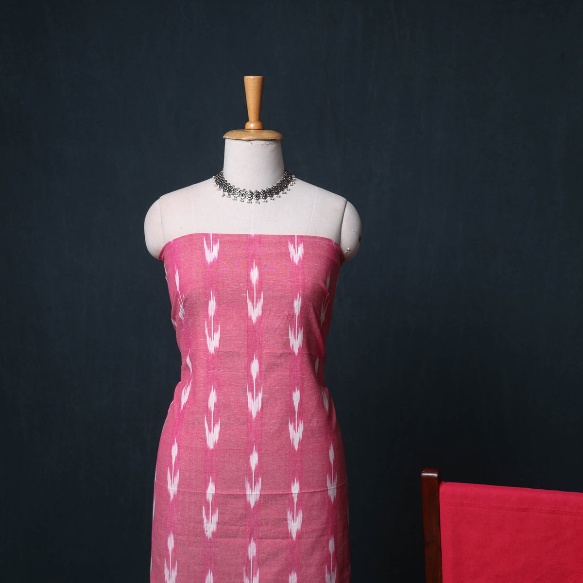 Pochampally Ikat Cotton Unstitched Dress Material: Kurta, Bottom with Dupatta 09