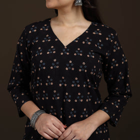 Ajrakh Hand Block Print Natural Dyed Cotton Straight Long Kurta for women 16