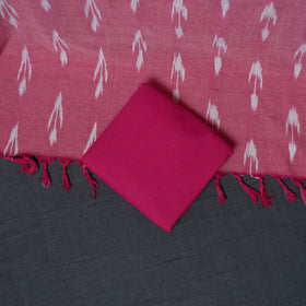 Pochampally Ikat Cotton Unstitched Dress Material: Kurta, Bottom with Dupatta 09