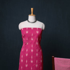 Pochampally Ikat Cotton Unstitched Dress Material: Kurta, Bottom with Dupatta 10