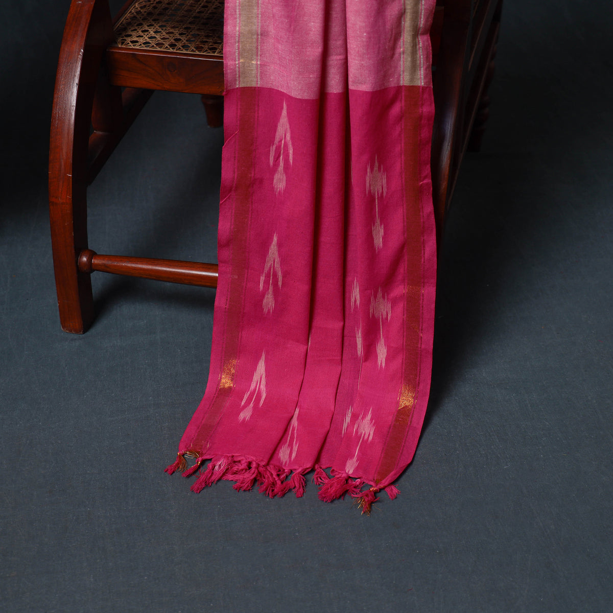Pochampally Ikat Cotton Unstitched Dress Material: Kurta, Bottom with Dupatta 10