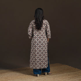 Ajrakh Hand Block Print Natural Dyed Cotton Straight Long Kurta for women 21