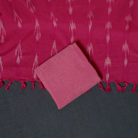 Pochampally Ikat Cotton Unstitched Dress Material: Kurta, Bottom with Dupatta 10