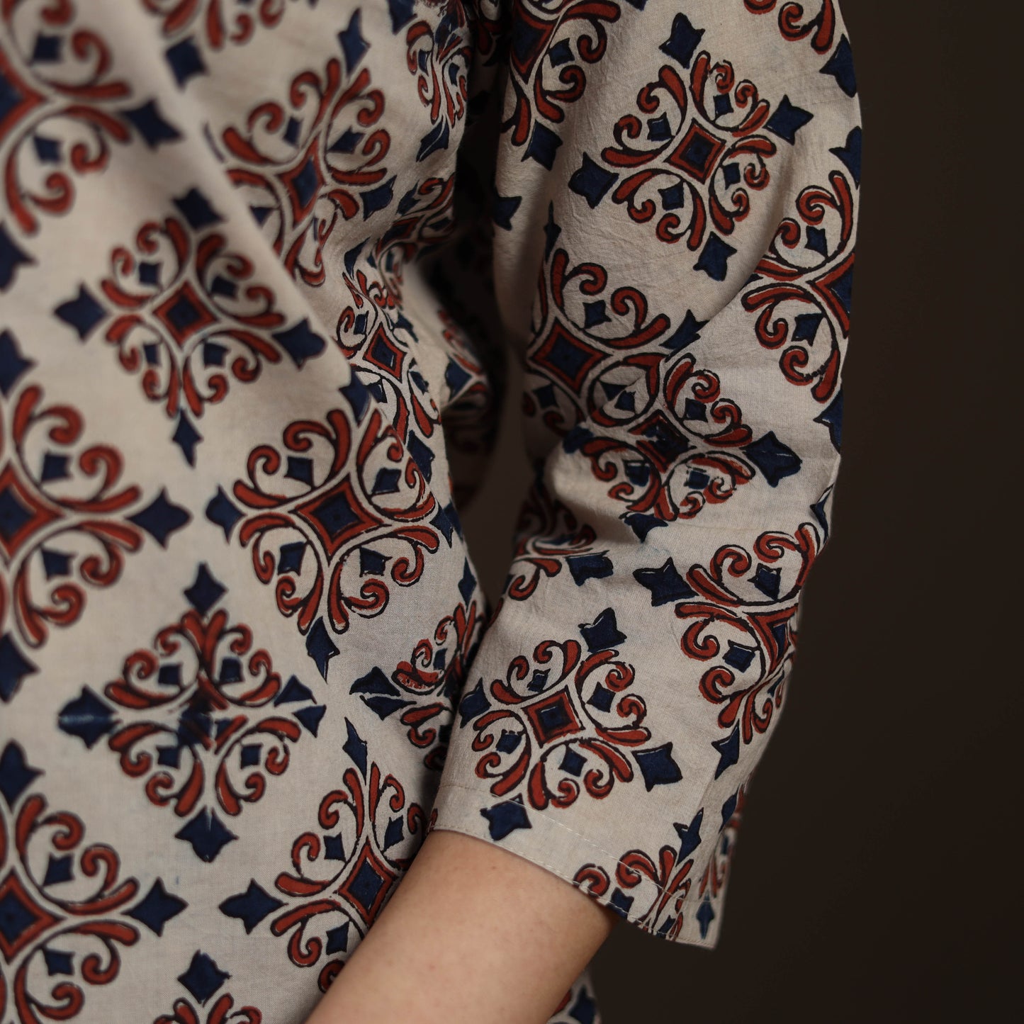 Ajrakh Hand Block Print Natural Dyed Cotton Straight Long Kurta for women 21