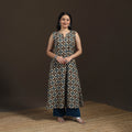 Ajrakh Hand Block Print Natural Dyed Cotton Sleeveless A-Line Long Kurta for women 34