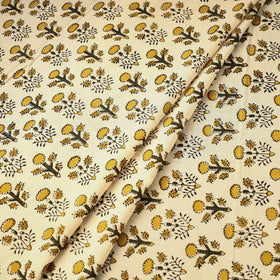 Beige Bagru Block Print Natural Dyed Cotton Fabric