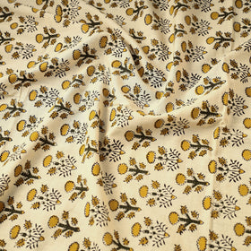 Beige Bagru Block Print Natural Dyed Cotton Fabric