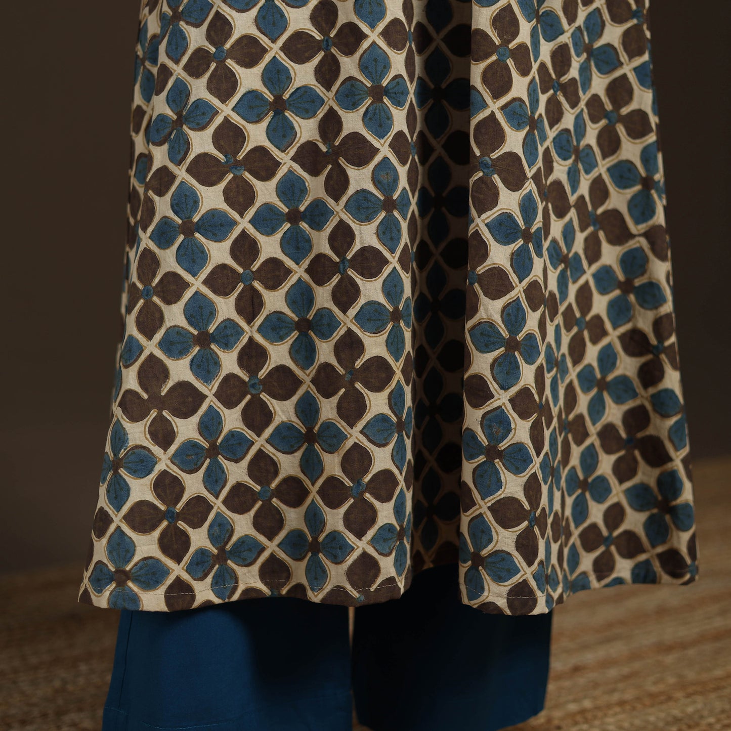 Ajrakh Hand Block Print Natural Dyed Cotton Sleeveless A-Line Long Kurta for women 34