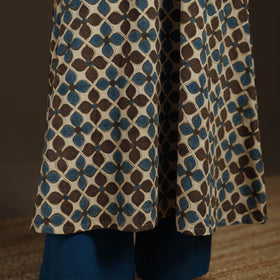 Ajrakh Hand Block Print Natural Dyed Cotton Sleeveless A-Line Long Kurta for women 34