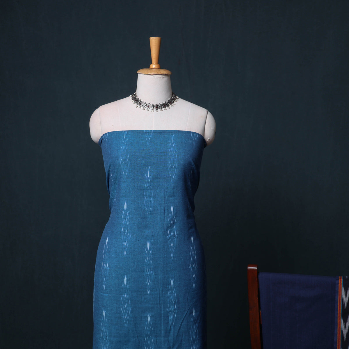 Pochampally Ikat Cotton Unstitched Dress Material: Kurta, Bottom with Dupatta 11