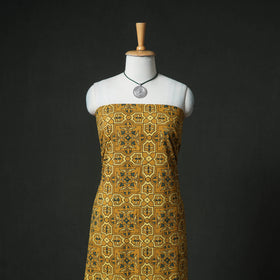 Ajrakh Block Print Natural Dyed Cotton Unstitched Dress Material: Kurta & Dupatta with Jewellery 14