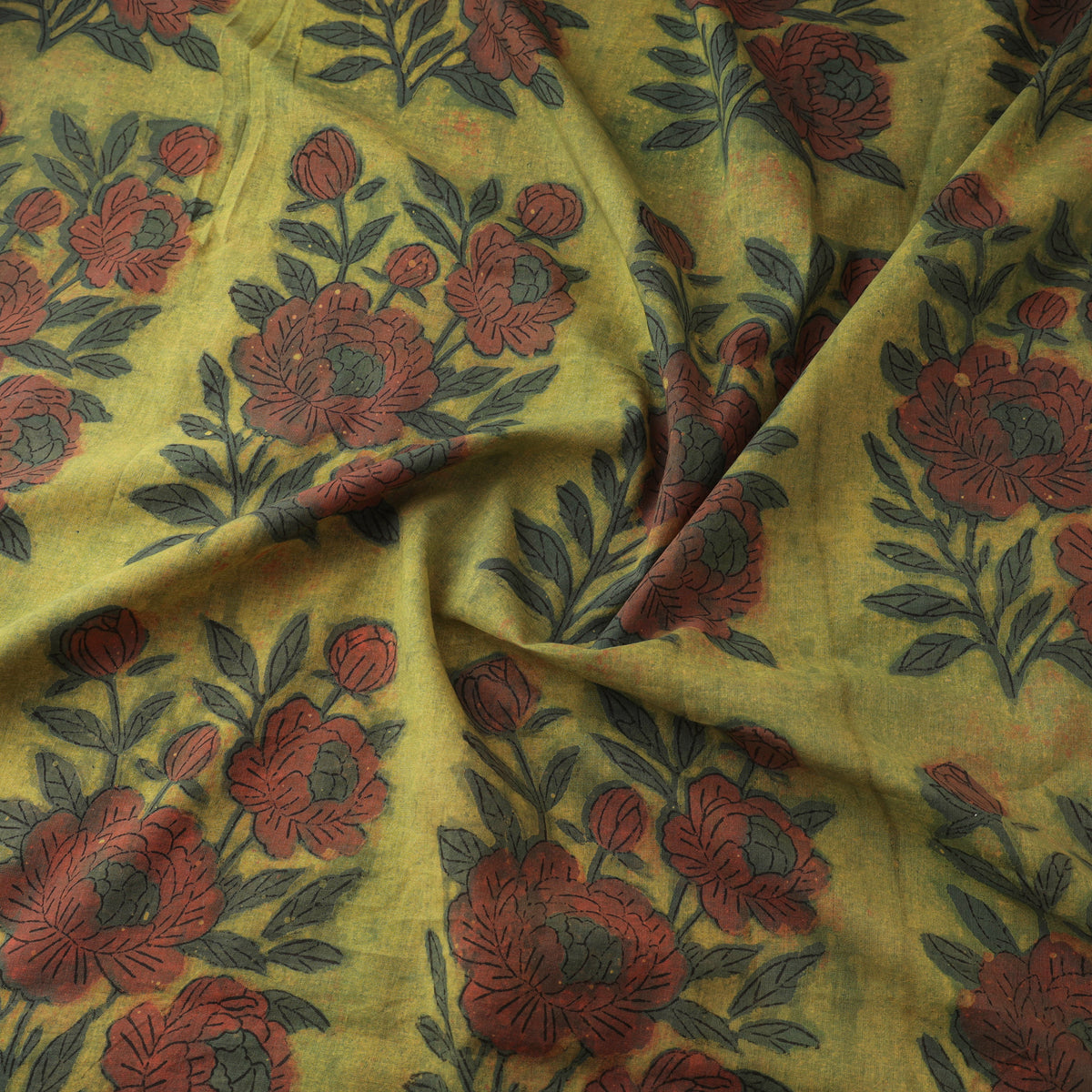 Pomegranate Peel Hand Block Print Cotton Fabric 21
