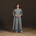 Ajrakh Hand Block Print Natural Dyed Cotton A-Line Long Kurta for women 37