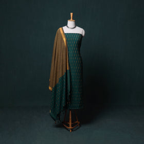 Pochampally Ikat Cotton Unstitched Dress Material: Kurta, Bottom with Dupatta 13