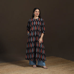 Ajrakh Hand Block Print Natural Dyed Cotton A-Line Long Kurta for women 38