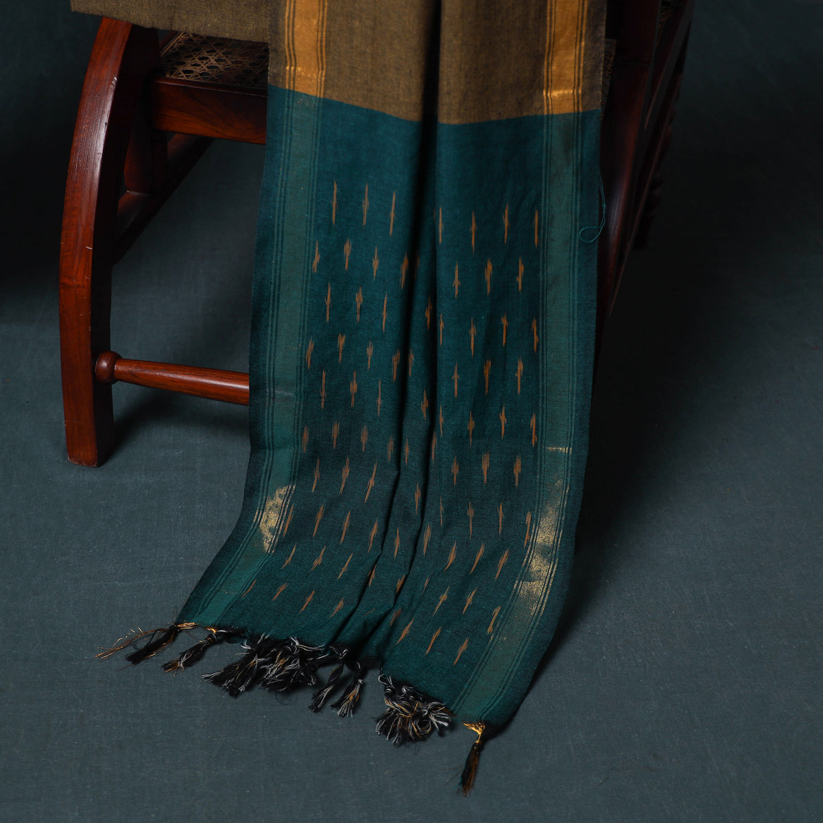 Pochampally Ikat Cotton Unstitched Dress Material: Kurta, Bottom with Dupatta 13
