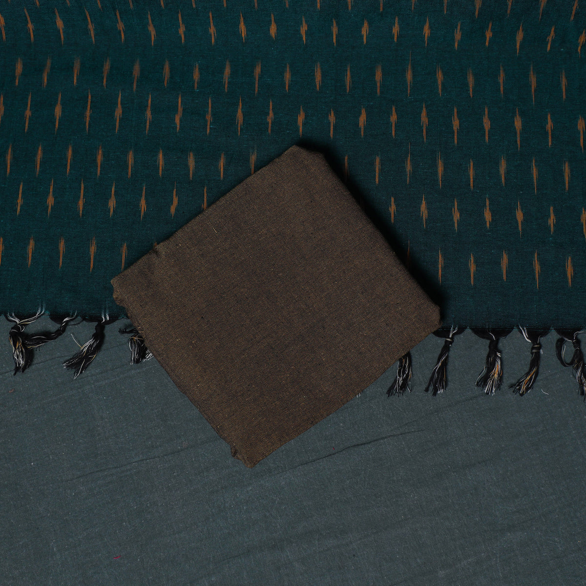 Pochampally Ikat Cotton Unstitched Dress Material: Kurta, Bottom with Dupatta 13