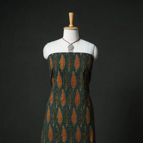 Ajrakh Block Print Natural Dyed Cotton Unstitched Dress Material: Kurta & Dupatta with Jewellery 16