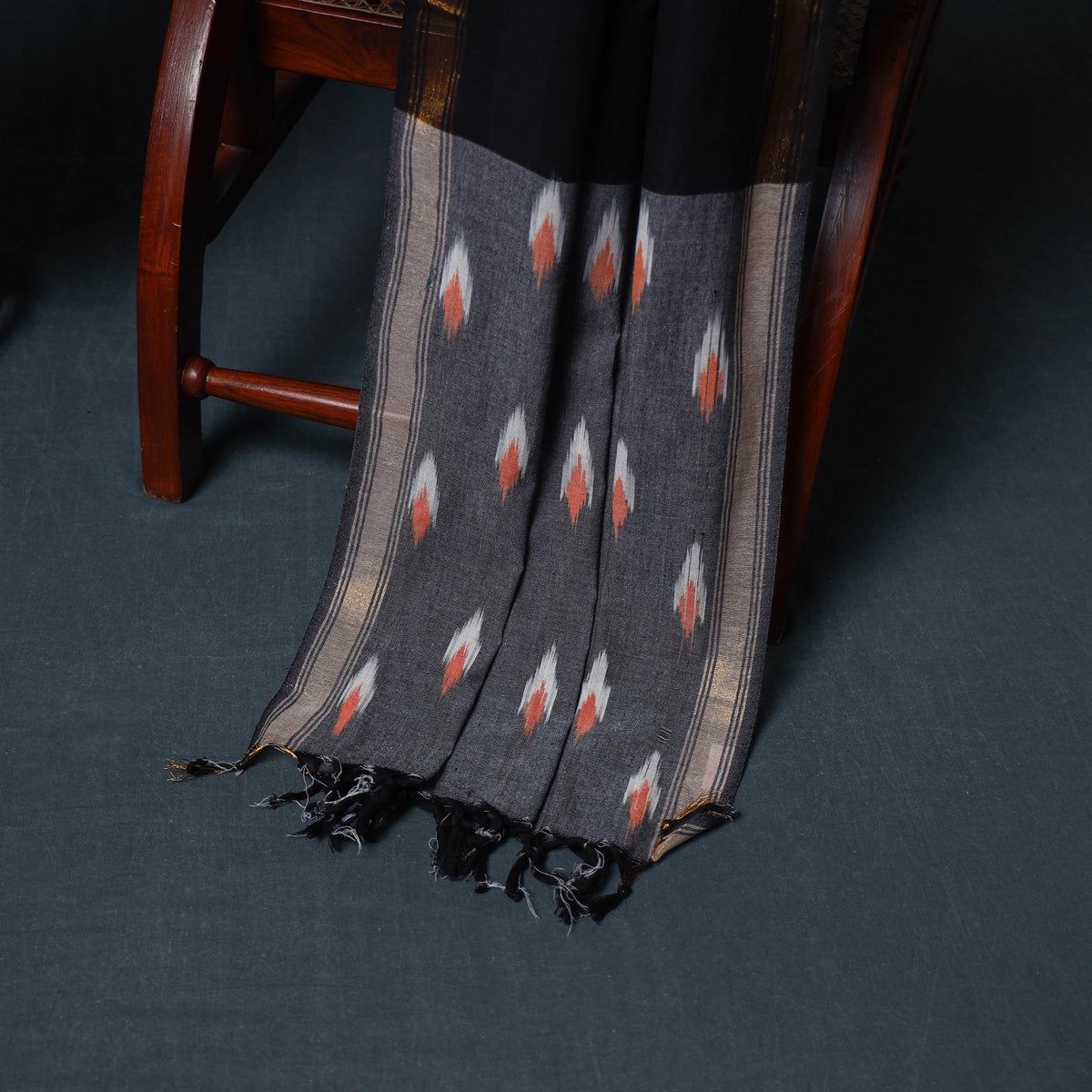 Pochampally Ikat Cotton Unstitched Dress Material: Kurta, Bottom with Dupatta 14