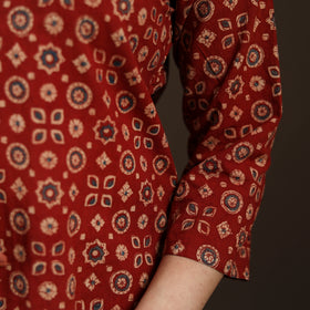 Ajrakh Hand Block Print Natural Dyed Cotton Straight Long Kurta for women 23