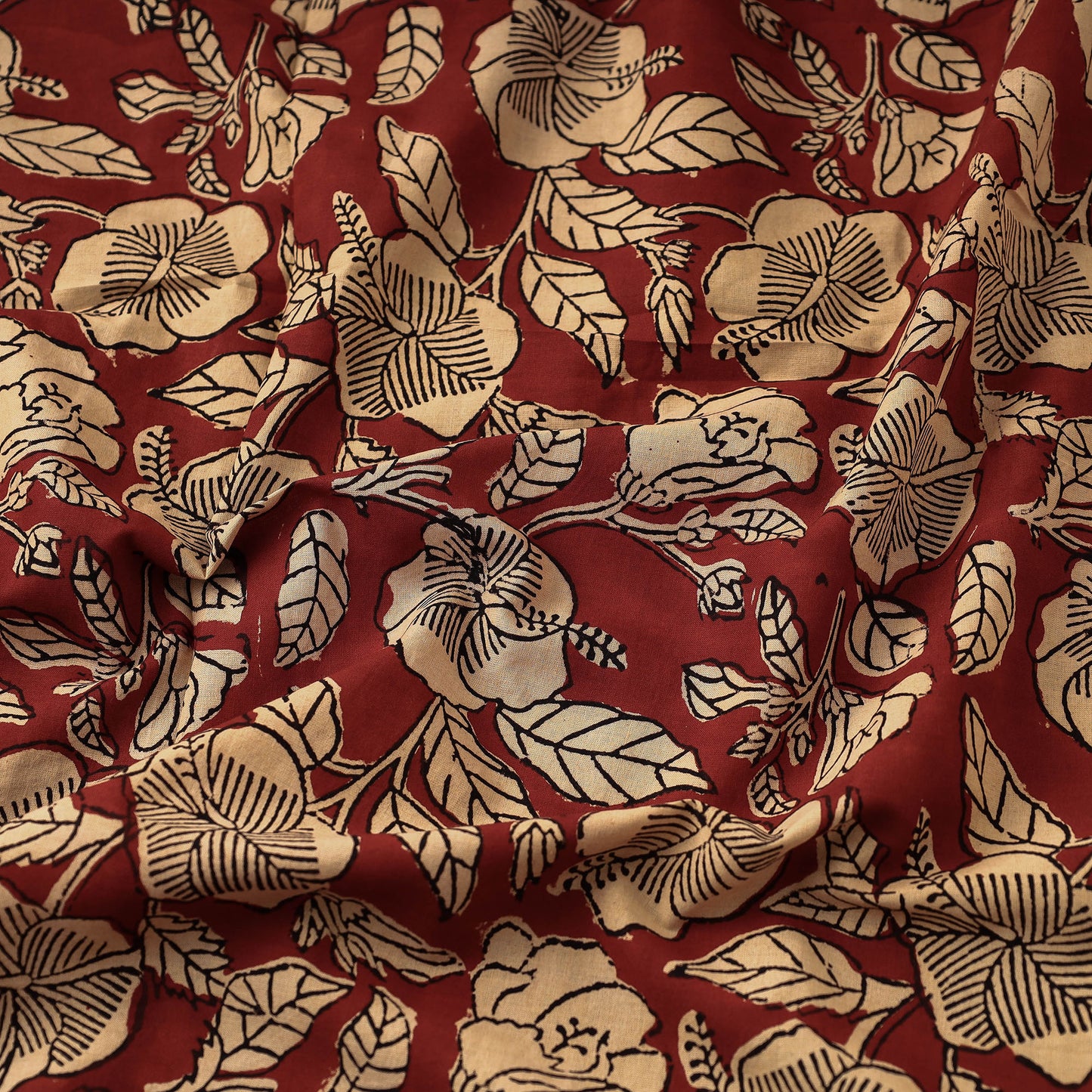 Red Bagru Block Printed Cotton Fabric 