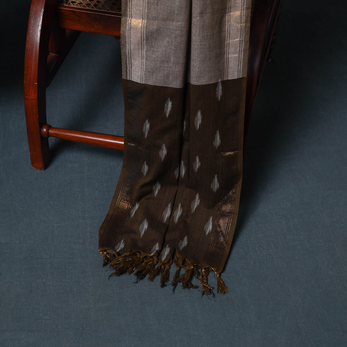 Pochampally Ikat Cotton Unstitched Dress Material: Kurta, Bottom with Dupatta 15
