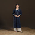 Ajrakh Hand Block Print Natural Dyed Cotton Straight Long Kurta for women 30