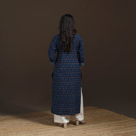 Ajrakh Hand Block Print Natural Dyed Cotton Straight Long Kurta for women 30