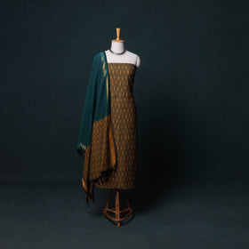 Pochampally Ikat Cotton Unstitched Dress Material: Kurta, Bottom with Dupatta 16
