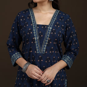Ajrakh Hand Block Print Natural Dyed Cotton Straight Long Kurta for women 30
