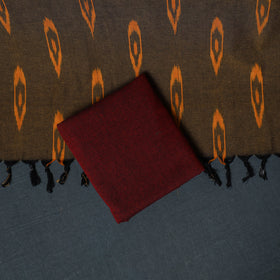 Pochampally Ikat Cotton Unstitched Dress Material: Kurta, Bottom with Dupatta 17