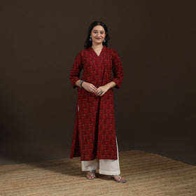 Ajrakh Hand Block Print Natural Dyed Cotton Straight Long Kurta for women 25