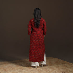Ajrakh Hand Block Print Natural Dyed Cotton Straight Long Kurta for women 25