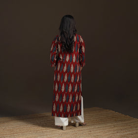 Ajrakh Hand Block Print Natural Dyed Cotton Straight Long Kurta for women 02