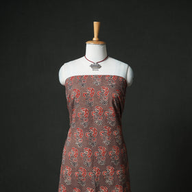 Ajrakh Block Print Natural Dyed Cotton Unstitched Dress Material: Kurta & Dupatta with Jewellery 21