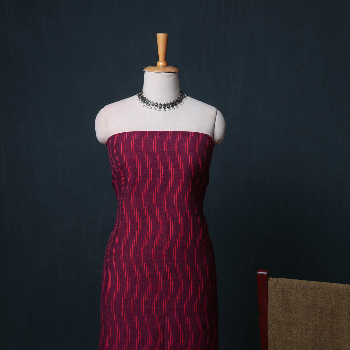 Pochampally Ikat Cotton Unstitched Dress Material: Kurta, Bottom with Dupatta 19