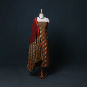 Pochampally Ikat Cotton Unstitched Dress Material: Kurta, Bottom with Dupatta 20